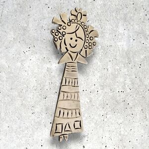 Taxco Mexico Vintage Signed Alex Sterling Silver Girl Brooch
